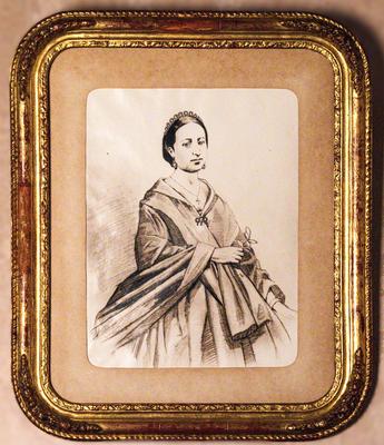 Reproducción de retrato a lápiz de Manuela de la Guarda y Vega
