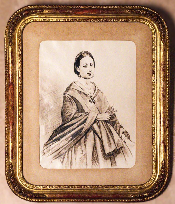 Reproducción de retrato a lápiz de Manuela de la Guarda y Vega